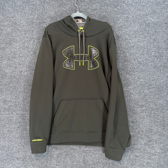 Under Armour Other - Under Armour Hoodie Mens XL Green UA Storm Pullover Big Logo Fleece Sweatshirt